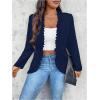 imageSHENHE Womens Plus Size Open Front Ruffle Trim Elegant Business Casual Office Blazer JacketDeep Blue
