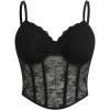 imageSHENHE Womens Plus Size Lace Bustier Corset Top Spaghetti Strap Sexy Going Out Crop Top CamiBlack