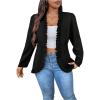 imageSHENHE Womens Plus Size Open Front Ruffle Trim Elegant Business Casual Office Blazer JacketBlack