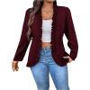 imageSHENHE Womens Plus Size Open Front Ruffle Trim Elegant Business Casual Office Blazer JacketBurgundy