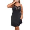 imageSHENHE Womens Plus Size Sexy Nightgown Floral Lace V Neck Spaghetti Strap Chemise Slip DressBlack