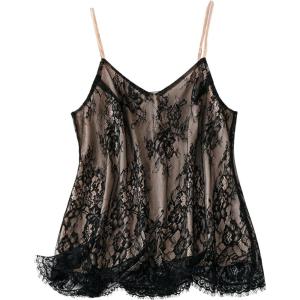 imageSHENHE Womens Plus Size Floral Lace Lined Camisole Spaghetti Strap V Neck Elegant Cami TankBlack