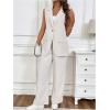 imageSHENHE Womens 2 Piece Business Outfits Sleeveless Blazer Vest Suit and Pants Dressy SetApricot