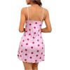 imageSHENHE Womens Cute Cow Print Sleeveless Nightgown Pajama Slip Dress Mini ChemiseStrawberry Light Pink