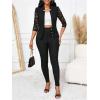 imageSHENHE Womens Floral Lace 34 Sleeve Open Front Work Office Notch Lapel Blazer JacketBlack