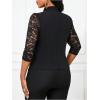 imageSHENHE Womens Floral Lace 34 Sleeve Open Front Work Office Notch Lapel Blazer JacketBlack