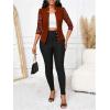 imageSHENHE Womens Floral Lace 34 Sleeve Open Front Work Office Notch Lapel Blazer JacketBrown