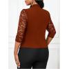 imageSHENHE Womens Floral Lace 34 Sleeve Open Front Work Office Notch Lapel Blazer JacketBrown