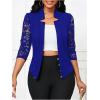 imageSHENHE Womens Floral Lace 34 Sleeve Open Front Work Office Notch Lapel Blazer JacketRoyal Blue