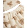 imageSHENHE Womens Fuzzy Pajamas Bear Print Puffy Tank and Shorts 2 Piece Cute Pajama SetBeige