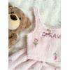 imageSHENHE Womens Fuzzy Pajamas Bear Print Puffy Tank and Shorts 2 Piece Cute Pajama SetFloral Pink