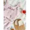 imageSHENHE Womens Fuzzy Pajamas Bear Print Puffy Tank and Shorts 2 Piece Cute Pajama SetFloral Pink