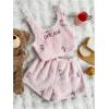 imageSHENHE Womens Fuzzy Pajamas Bear Print Puffy Tank and Shorts 2 Piece Cute Pajama SetFloral Pink