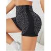 imageSHENHE Womens Leopard Biker Shorts Tummy Control Scrunch Butt Seamless Workout Yoga ShortsBlack