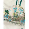 imageSHENHE Womens Mesh Lingerie 2 Set Piece Floral Embroidery Underwire Sheer Bra and Panty SetGreen