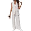 imageSHENHE Womens 2 Piece Business Outfits Sleeveless Blazer Vest Suit and Pants Dressy SetApricot