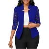 imageSHENHE Womens Floral Lace 34 Sleeve Open Front Work Office Notch Lapel Blazer JacketRoyal Blue
