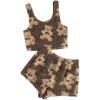 imageSHENHE Womens Fuzzy Pajamas Bear Print Puffy Tank and Shorts 2 Piece Cute Pajama SetMocha Brown
