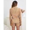 imageSHENHE Womens 2 Piece Sets Dressy Plisse Bell Sleeve Button Down Shirt and Short Set Going OutKhaki