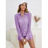 imageSHENHE Womens 2 Piece Sets Dressy Plisse Bell Sleeve Button Down Shirt and Short Set Going OutMauve Purple