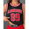 imageSHENHE Womens Jersey Crop Top Y2K Mesh Overlay Graphic Sleeveless Workout Jersey ShirtsBlack