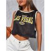 imageSHENHE Womens Jersey Crop Top Y2K Mesh Overlay Graphic Sleeveless Workout Jersey ShirtsBlack and Yellow