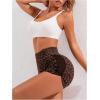 imageSHENHE Womens Leopard Yoga Shorts Tummy Control Booty Workout High Waist Biker ShortsCoffee Brown