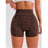 imageSHENHE Womens Leopard Yoga Shorts Tummy Control Booty Workout High Waist Biker ShortsCoffee Brown