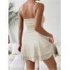 imageSHENHE Womens Ruched Cami Dress Spaghetti Strap Fit and Flare Layered Skater Mini DressBeige