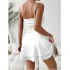 imageSHENHE Womens Ruched Cami Dress Spaghetti Strap Fit and Flare Layered Skater Mini DressWhite
