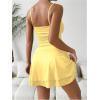 imageSHENHE Womens Ruched Cami Dress Spaghetti Strap Fit and Flare Layered Skater Mini DressYellow