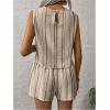 imageSHENHE Womens Summer 2 Piece Outfits Geo Striped Crewneck Tank and Shorts Going Out SetApricot