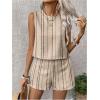 imageSHENHE Womens Summer 2 Piece Outfits Geo Striped Crewneck Tank and Shorts Going Out SetApricot