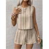 imageSHENHE Womens Summer 2 Piece Outfits Geo Striped Crewneck Tank and Shorts Going Out SetApricot