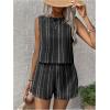 imageSHENHE Womens Summer 2 Piece Outfits Geo Striped Crewneck Tank and Shorts Going Out SetBlack