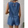 imageSHENHE Womens Summer 2 Piece Outfits Geo Striped Crewneck Tank and Shorts Going Out SetBlue