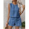 imageSHENHE Womens Summer 2 Piece Outfits Geo Striped Crewneck Tank and Shorts Going Out SetBlue