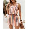 imageSHENHE Womens Summer 2 Piece Outfits Geo Striped Crewneck Tank and Shorts Going Out SetColorful Stripes