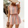 imageSHENHE Womens Summer 2 Piece Outfits Geo Striped Crewneck Tank and Shorts Going Out SetColorful Stripes