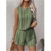 imageSHENHE Womens Summer 2 Piece Outfits Geo Striped Crewneck Tank and Shorts Going Out SetGreen