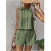 imageSHENHE Womens Summer 2 Piece Outfits Geo Striped Crewneck Tank and Shorts Going Out SetGreen