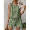 imageSHENHE Womens Summer 2 Piece Outfits Geo Striped Crewneck Tank and Shorts Going Out SetGreen