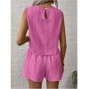 imageSHENHE Womens Summer 2 Piece Outfits Geo Striped Crewneck Tank and Shorts Going Out SetHot Pink