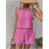 imageSHENHE Womens Summer 2 Piece Outfits Geo Striped Crewneck Tank and Shorts Going Out SetHot Pink