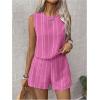 imageSHENHE Womens Summer 2 Piece Outfits Geo Striped Crewneck Tank and Shorts Going Out SetHot Pink