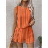 imageSHENHE Womens Summer 2 Piece Outfits Geo Striped Crewneck Tank and Shorts Going Out SetLight Orange