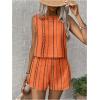 imageSHENHE Womens Summer 2 Piece Outfits Geo Striped Crewneck Tank and Shorts Going Out SetLight Orange