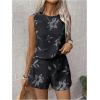 imageSHENHE Womens Summer 2 Piece Outfits Geo Striped Crewneck Tank and Shorts Going Out SetTropical Print Black