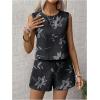 imageSHENHE Womens Summer 2 Piece Outfits Geo Striped Crewneck Tank and Shorts Going Out SetTropical Print Black