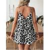 imageSHENHE Womens Summer Spaghetti Strap Loose Leopard Romper Casual Short JumpsuitBlack and White